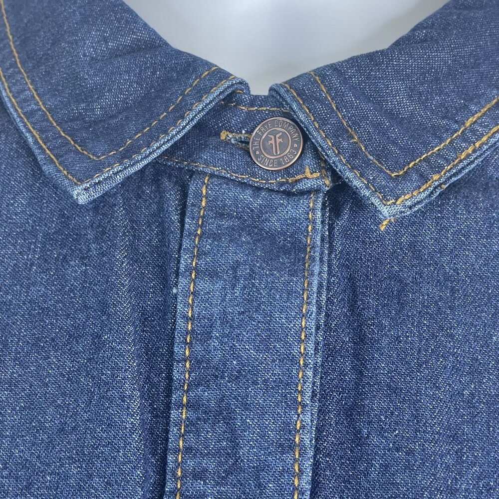 Frye Heritage Denim Dress Womens XXL Blue Jean Button Up Cowgirl Western Casual - Picture 5 of 12